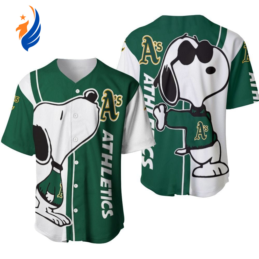 Oakland Athletics snoopy lover Printed Baseball Jersey - Gift for Women Men - Bafud