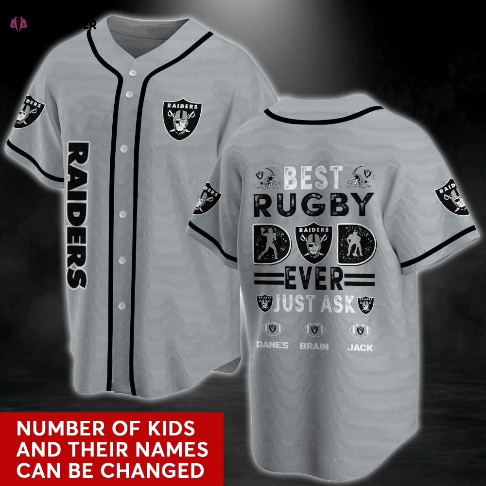 Oakland Raiders Fan Apparel Baseball Jersey Shirt with Personalized Name - Aopprinter
