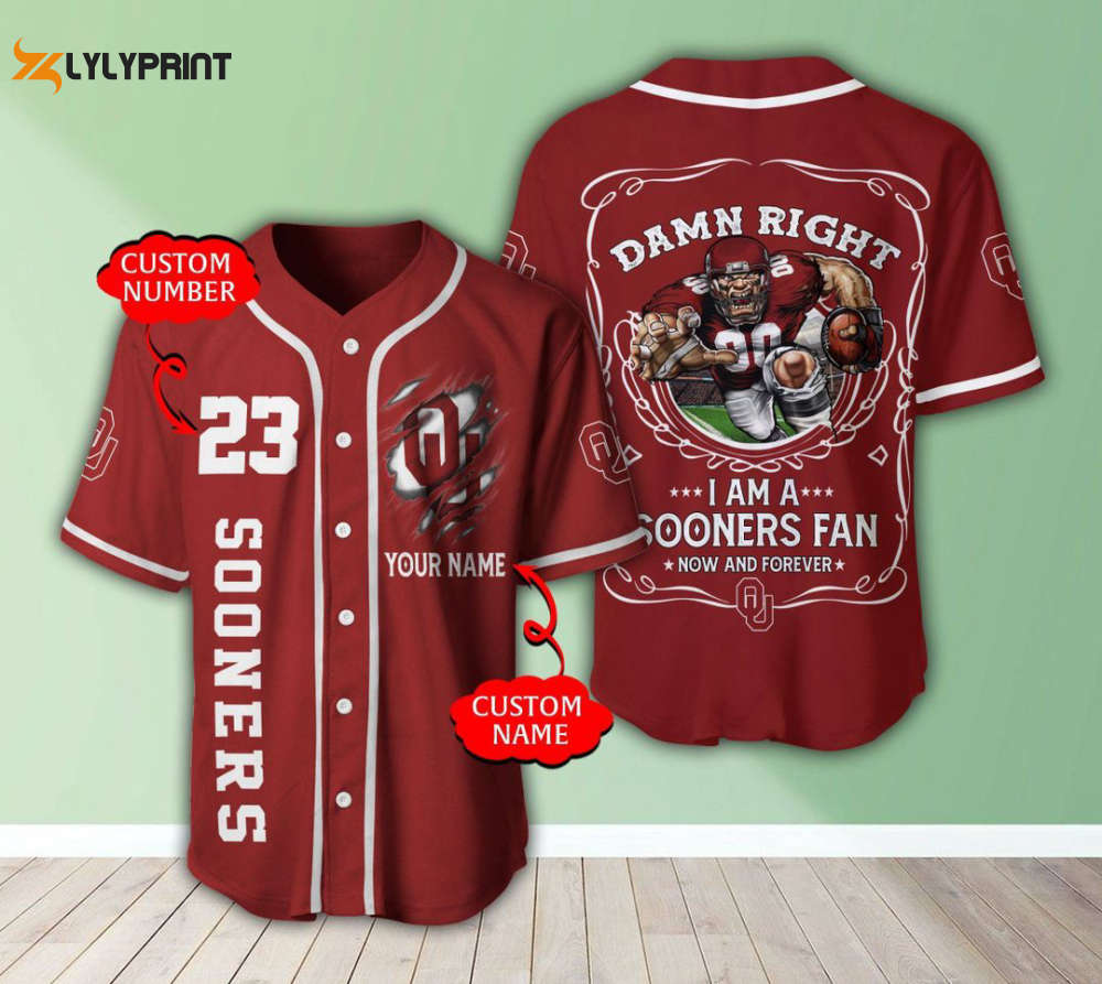 Oklahoma Sooners Personalized Baseball Jersey Fan Gifts - lylyprint.com