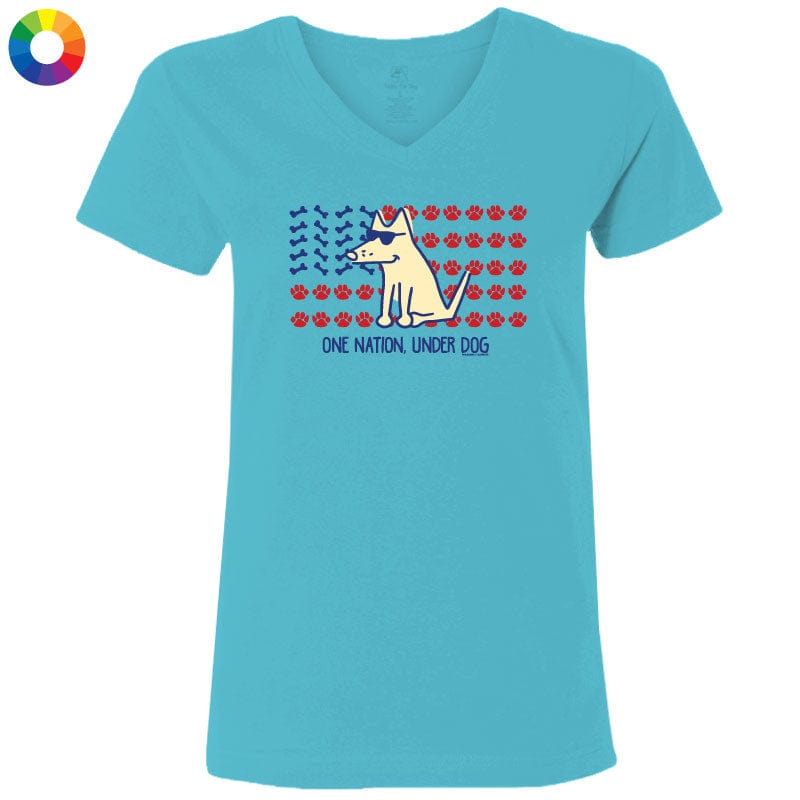 One Nation Under Dog  - Ladies T-Shirt V-Neck