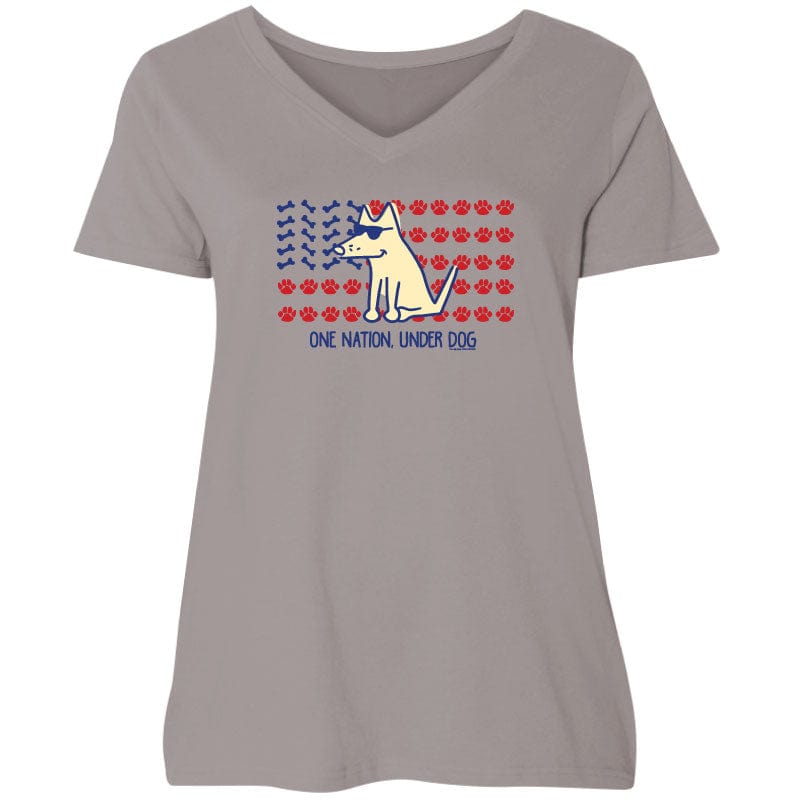 One Nation Under Dog  - Ladies Curvy V-Neck Tee