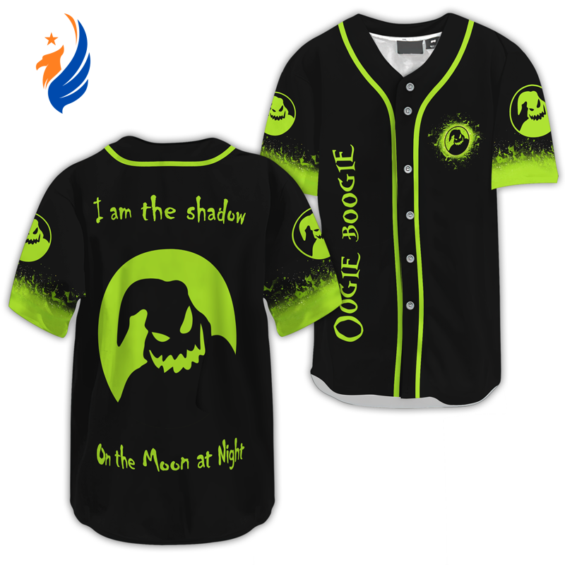 Oogie Boogie Shadow on the Moon Baseball Jersey: Spooky & Stylish Halloween Apparel - Bafud