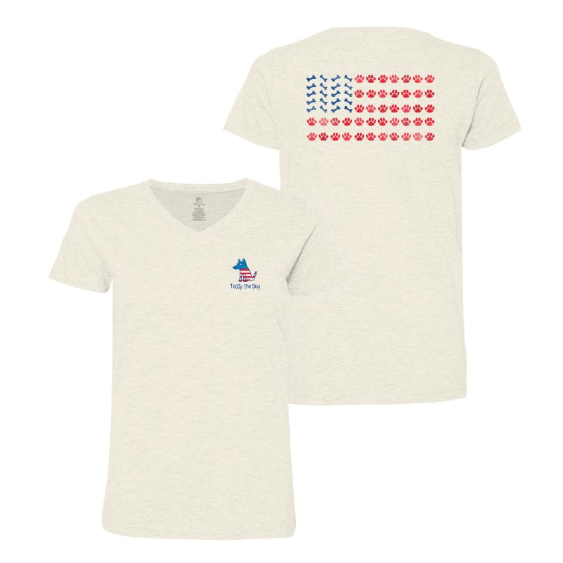 Paws for USA - Ladies T-Shirt V-Neck