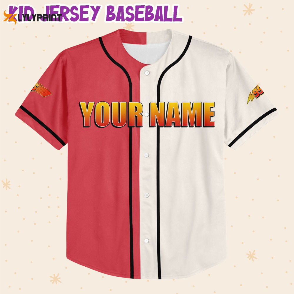 Personalize Cars Lightning McQueen Think Fast 95 Baseball Jersey - lylyprint.com