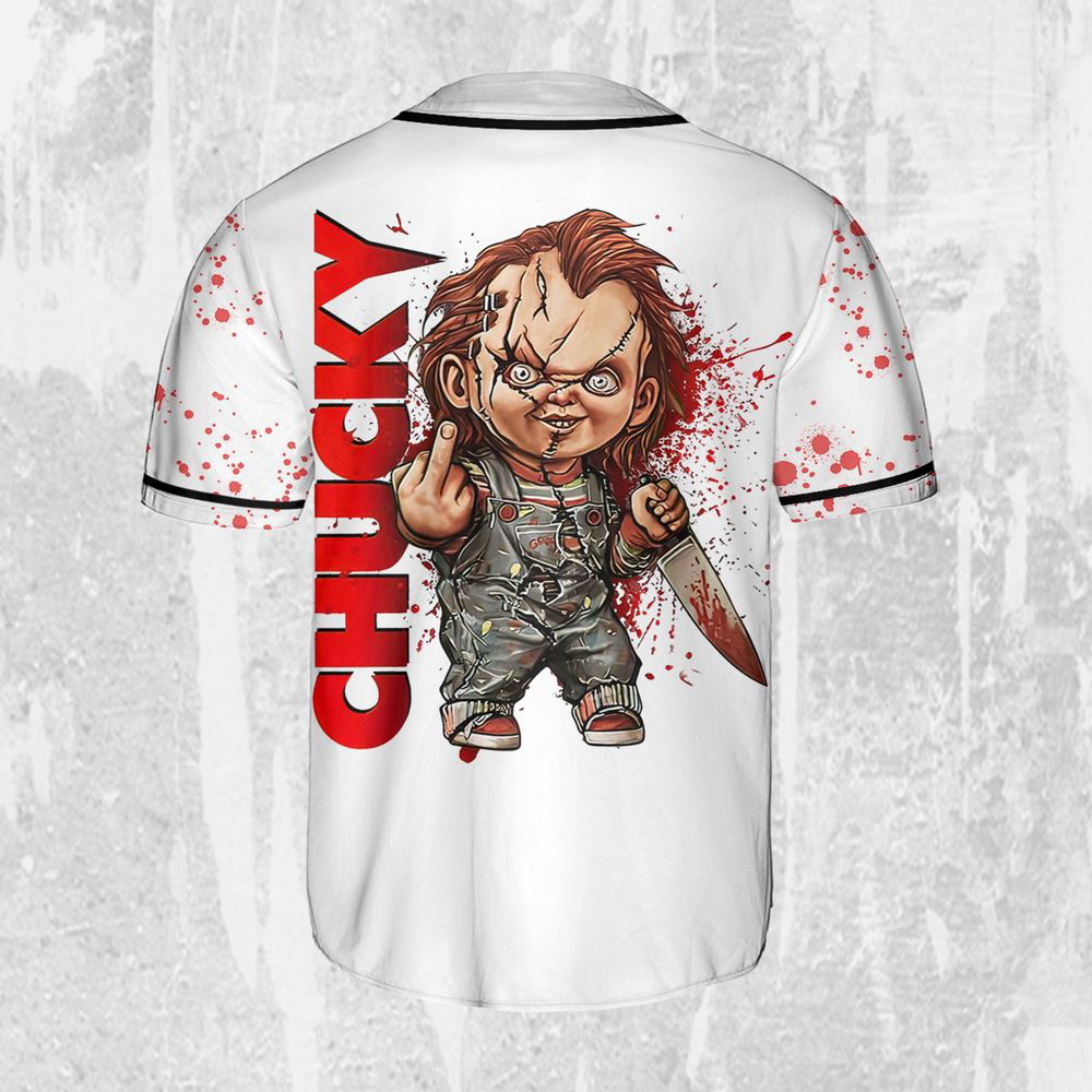 Personalize Child's Play Chucky Blood Jersey, Halloween Chucky Jersey, Chucky Baseball Jersey - lylyprint.com