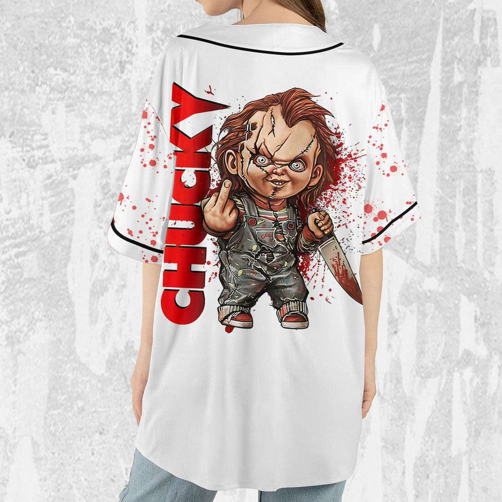 Personalize Child's Play Chucky Blood Jersey, Halloween Chucky Jersey, Chucky Baseball Jersey - lylyprint.com