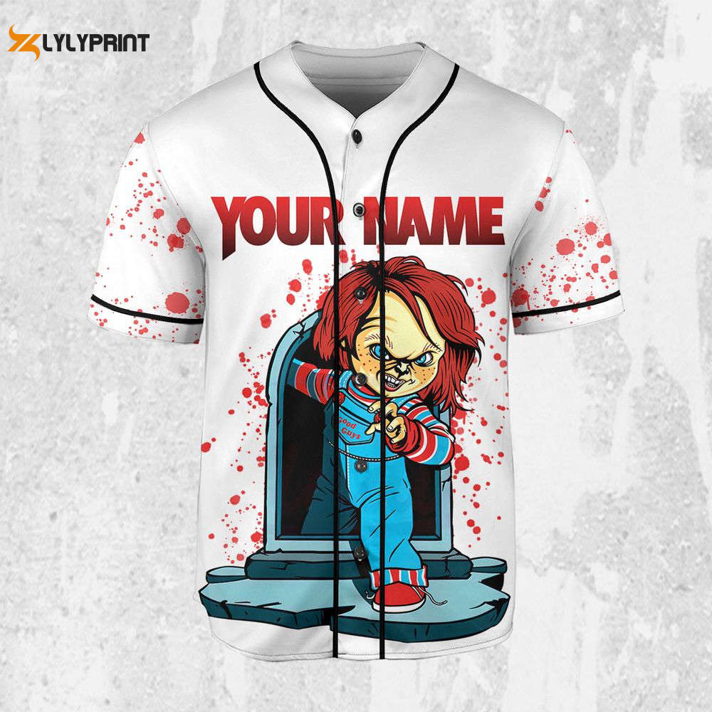 Personalize Child's Play Chucky Blood Jersey, Halloween Chucky Jersey, Chucky Baseball Jersey - lylyprint.com