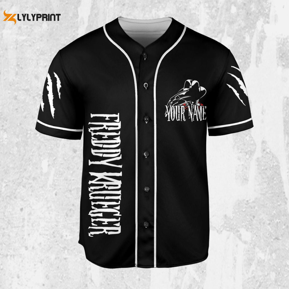Personalize Freddy Krueger Black And White Jersey, Horror Jersey, Freddy Baseball Jersey - lylyprint.com