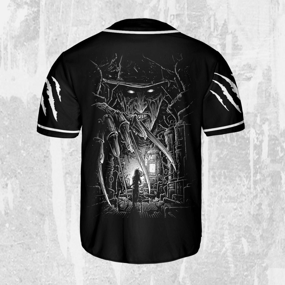 Personalize Freddy Krueger Black And White Jersey, Horror Jersey, Freddy Baseball Jersey - lylyprint.com