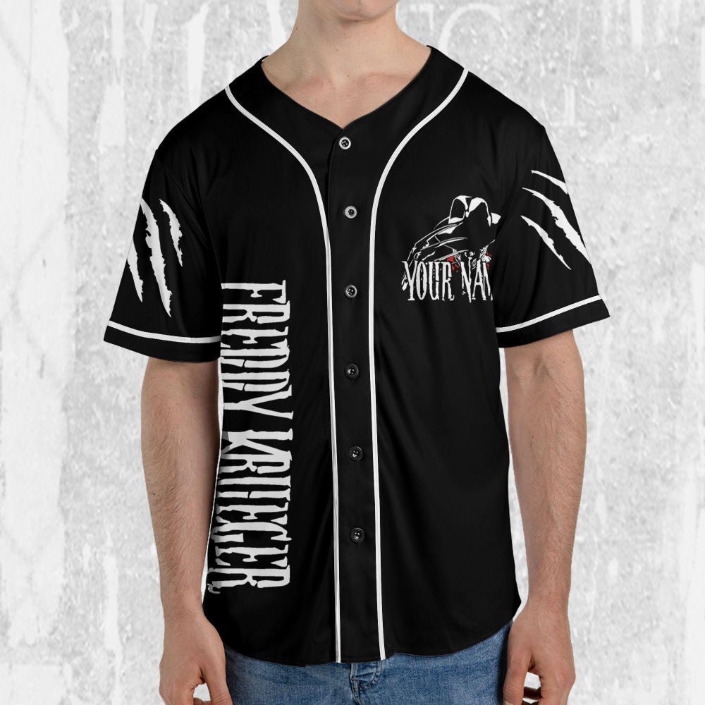 Personalize Freddy Krueger Black And White Jersey, Horror Jersey, Freddy Baseball Jersey - lylyprint.com