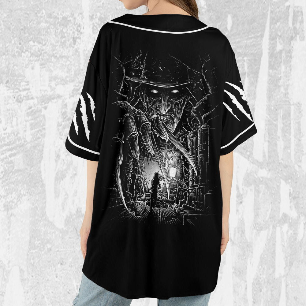 Personalize Freddy Krueger Black And White Jersey, Horror Jersey, Freddy Baseball Jersey - lylyprint.com