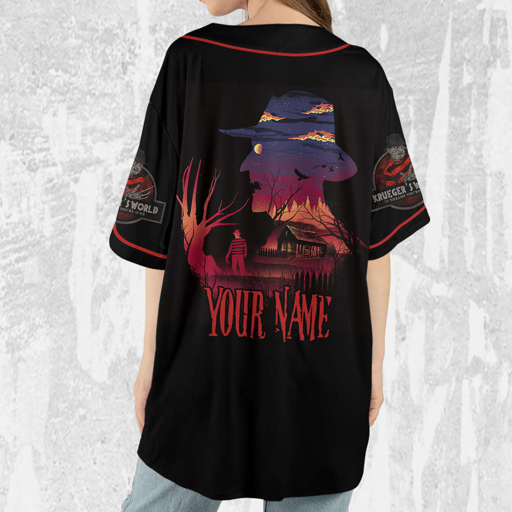 Personalize Freddy Krueger Krueger's World In Dreams You're Mine Jersey, Freddy Baseball Jersey - lylyprint.com