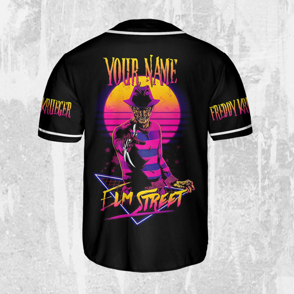 Personalize Freddy Krueger Neon Elm Street Jersey,Horror Jersey,Freddy Baseball Jersey - lylyprint.com