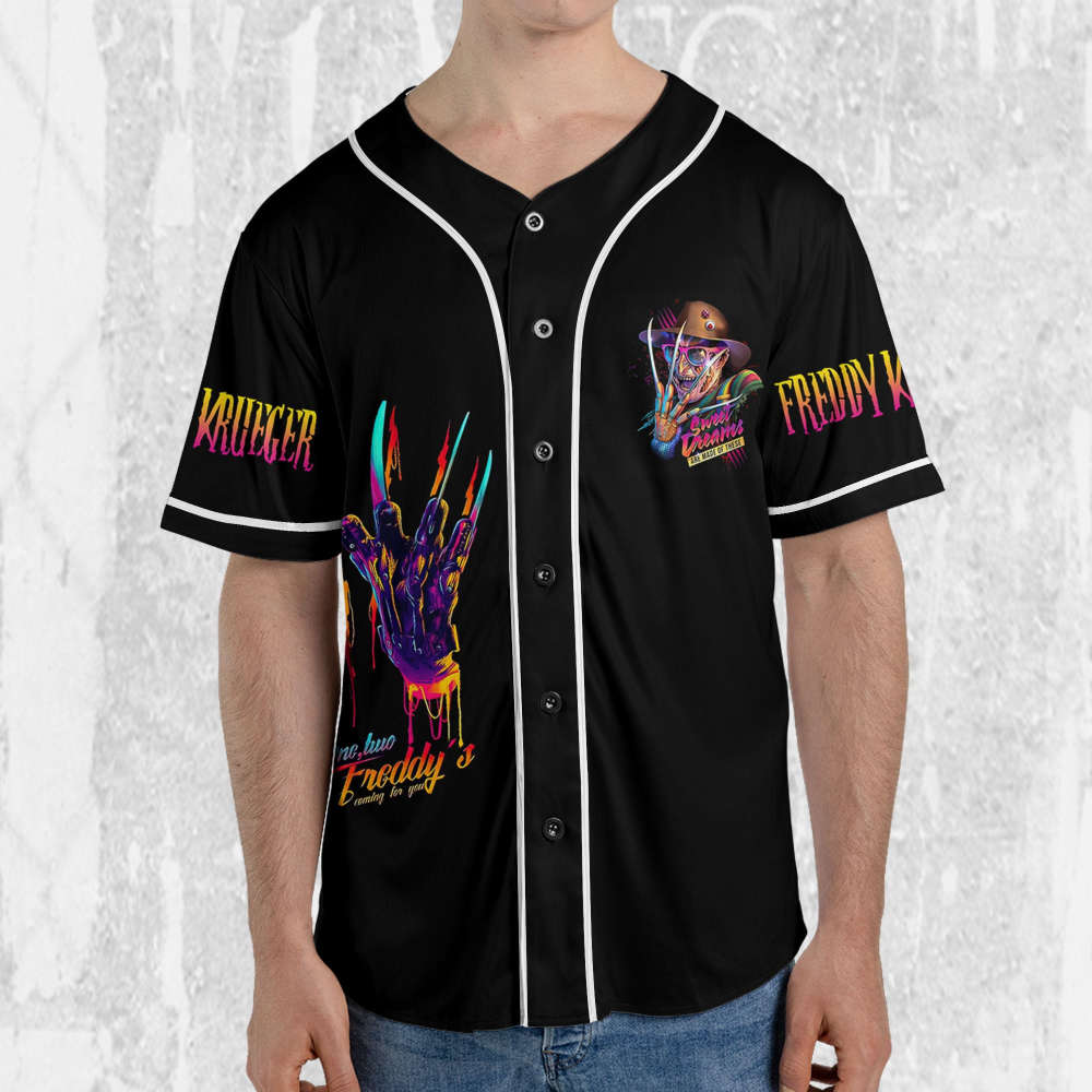 Personalize Freddy Krueger Neon Elm Street Jersey,Horror Jersey,Freddy Baseball Jersey - lylyprint.com