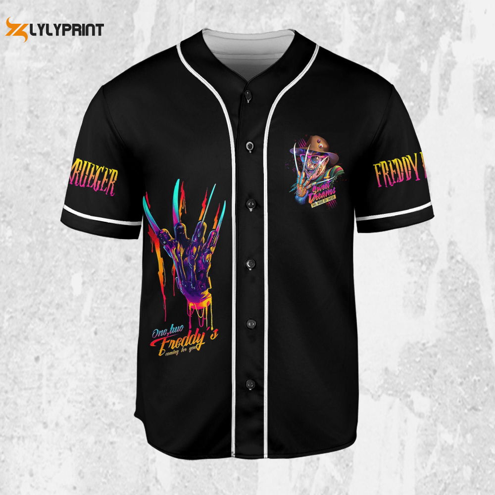 Personalize Freddy Krueger Neon Elm Street Jersey,Horror Jersey,Freddy Baseball Jersey - lylyprint.com