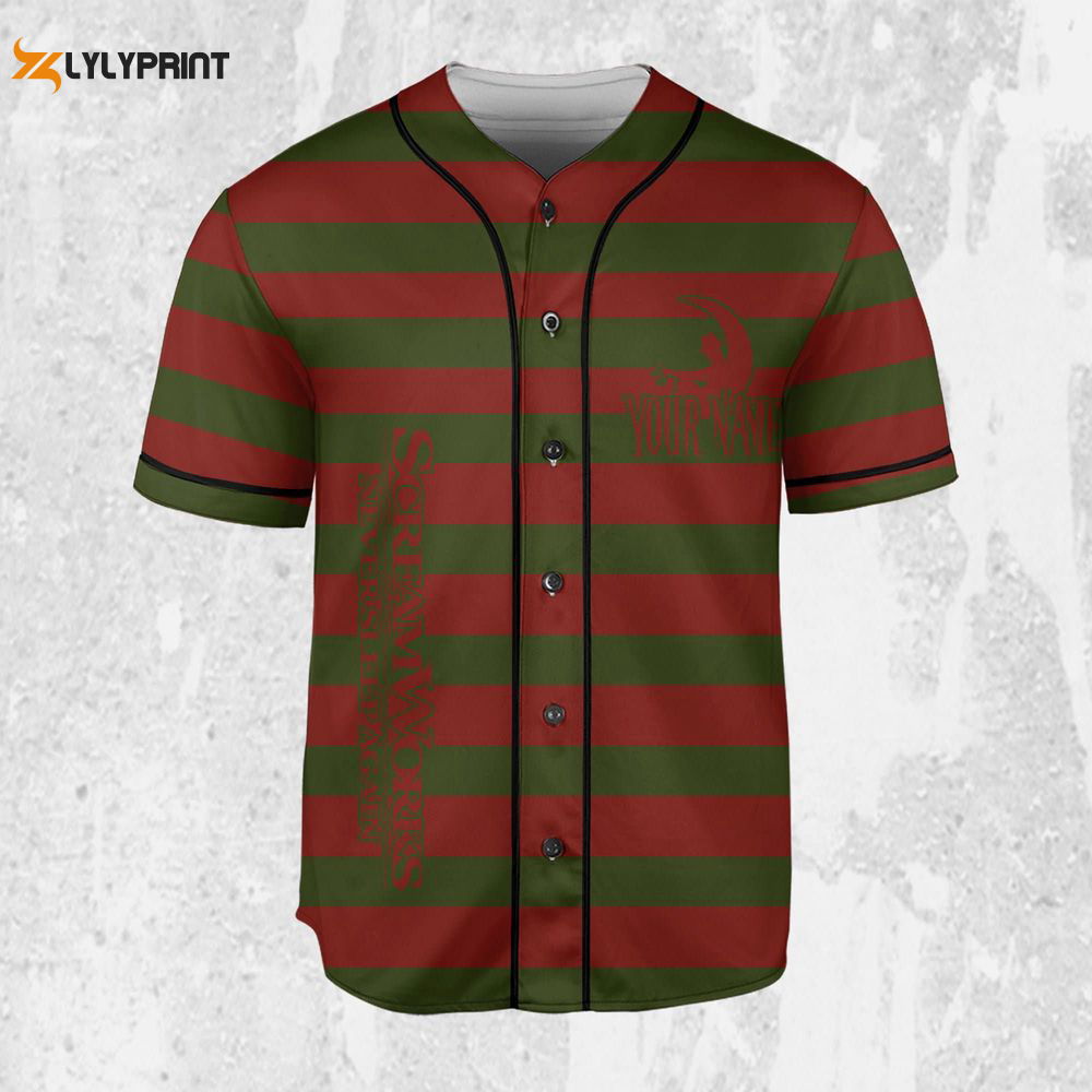 Personalize Freddy Krueger Nightmare Cosplay Jersey, Horror Jersey, Freddy Baseball Jersey - lylyprint.com