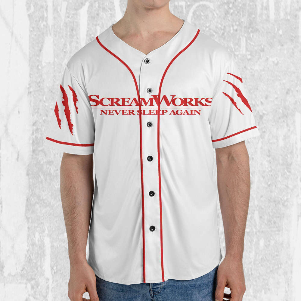 Personalize Freddy Krueger ScreamWorks Never Sleep Again Jersey, Freddy Baseball Jersey - lylyprint.com
