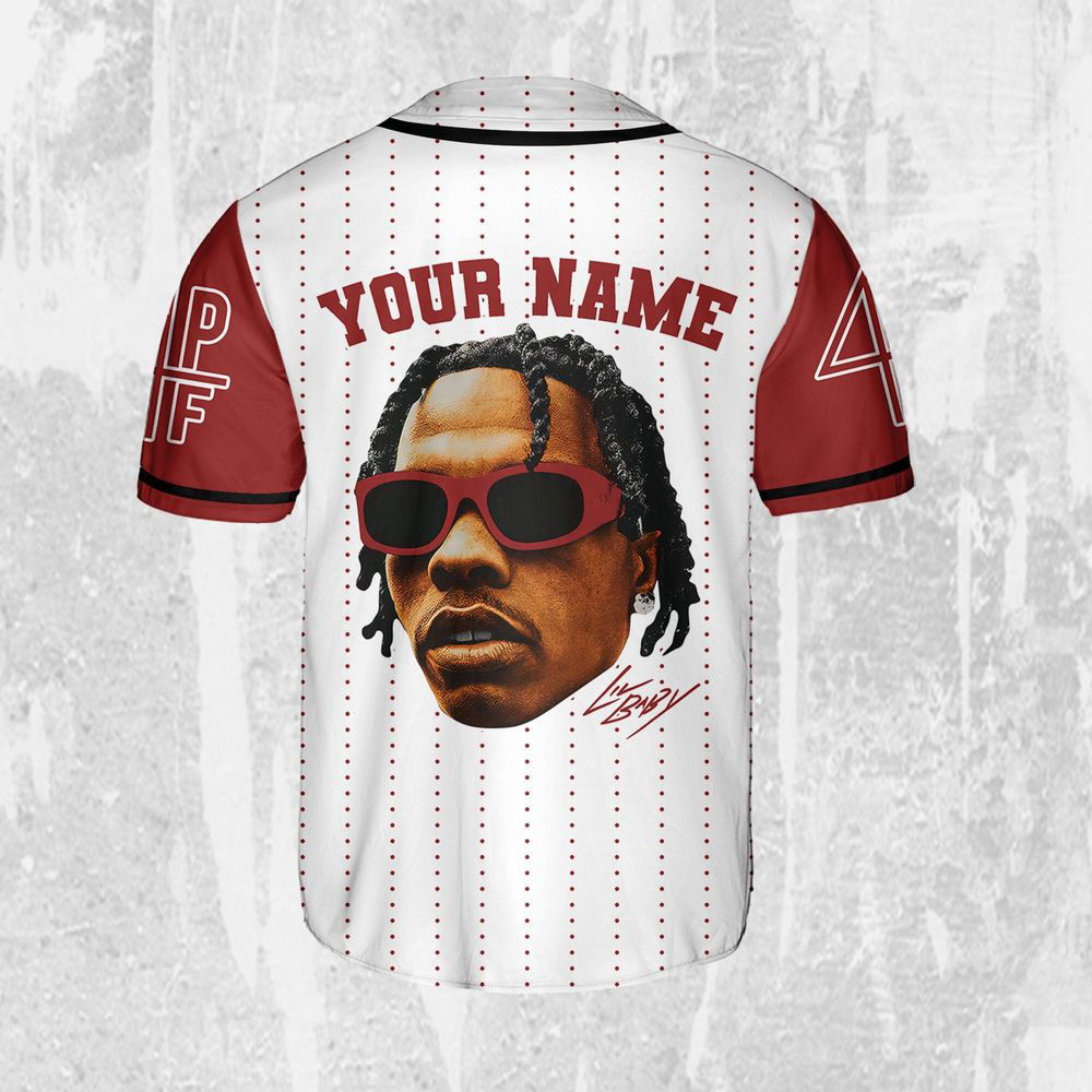 Personalize Lil Baby Red Sleeve Jersey, Lil Baby Baseball Jersey, Lil Baby Rap Jersey - lylyprint.com