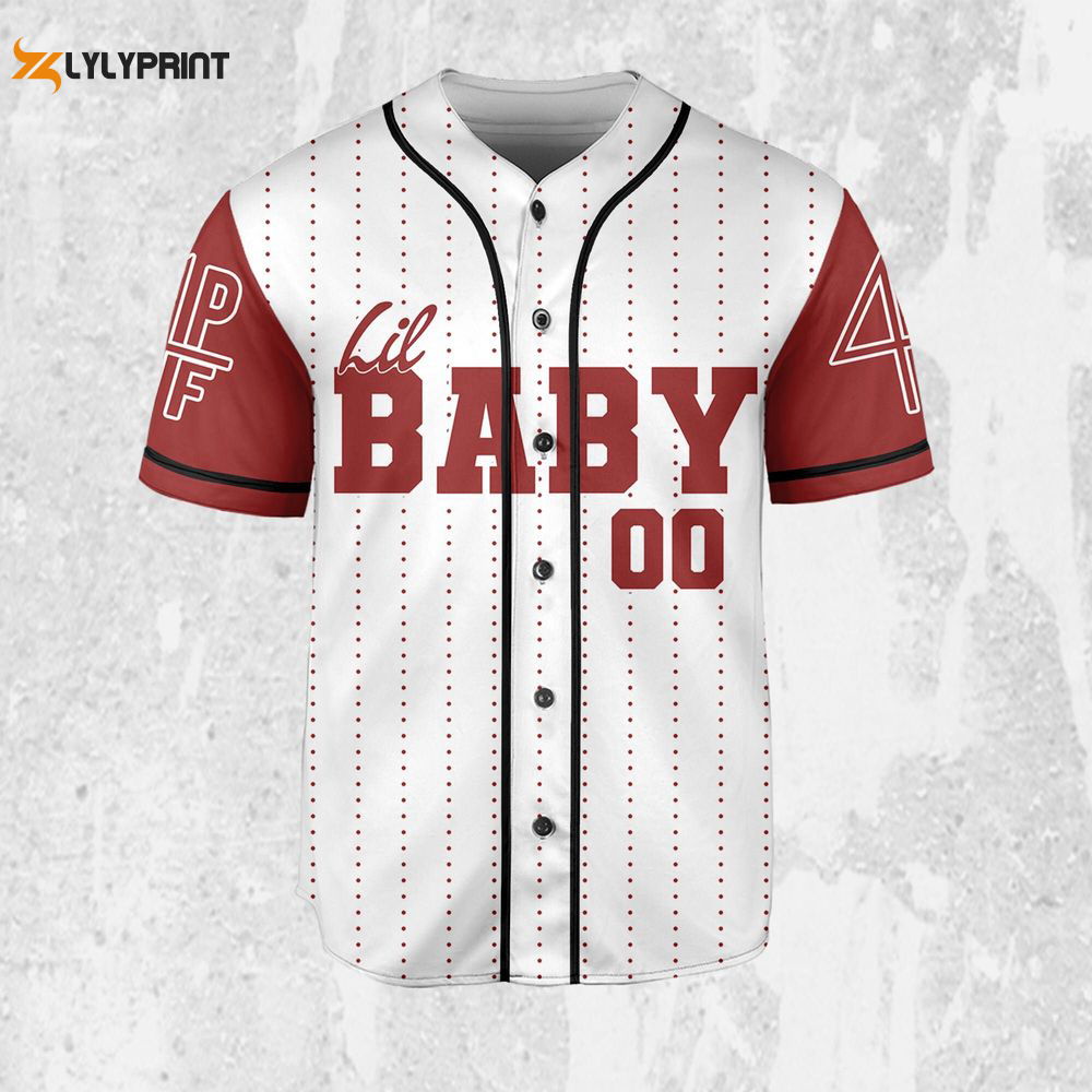 Personalize Lil Baby Red Sleeve Jersey, Lil Baby Baseball Jersey, Lil Baby Rap Jersey - lylyprint.com