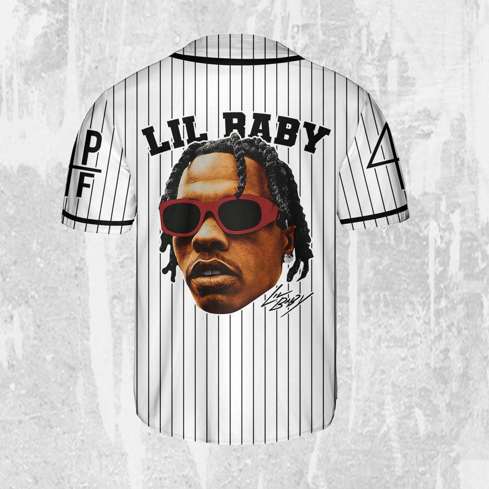 Personalize Lil Baby White Color Jersey, Lil Baby Baseball Jersey, Lil Baby Rap Jersey - lylyprint.com