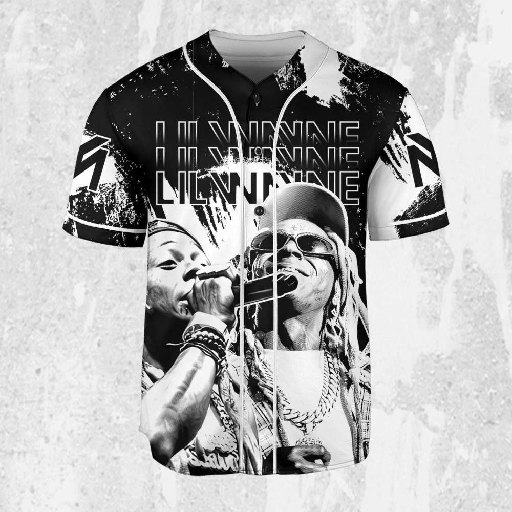 Personalize Lil Wayne Rapper Grunge Black And White Color Jersey, Custom Baseball Jersey, Lil Wayne Shirt,Lil Wayne Rap Shirt,Music Jersey - Aopprinter