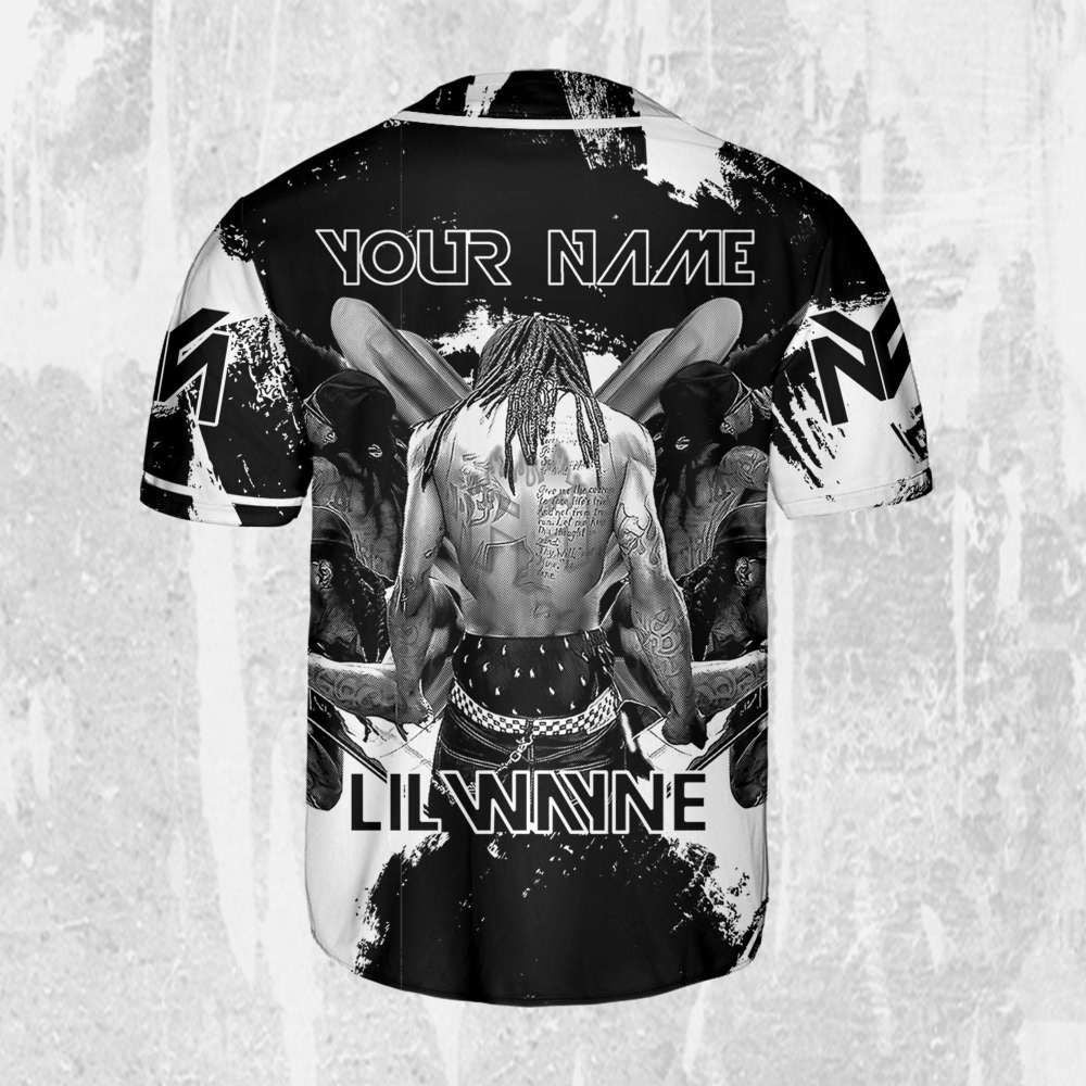 Personalize Lil Wayne Rapper Grunge Black And White Color Jersey, Custom Baseball Jersey, Lil Wayne Shirt,Lil Wayne Rap Shirt,Music Jersey - Aopprinter