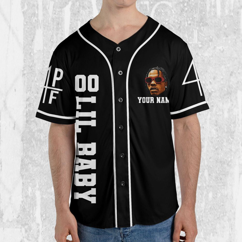 Personalize Retro Lil Baby Black Jersey, Lil Baby Baseball Jersey, Lil Baby Rap Jersey Shirt - lylyprint.com