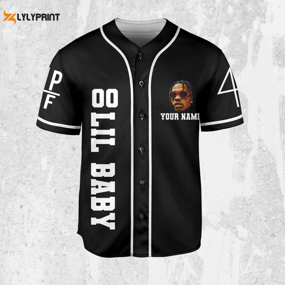 Personalize Retro Lil Baby Black Jersey, Lil Baby Baseball Jersey, Lil Baby Rap Jersey Shirt - lylyprint.com