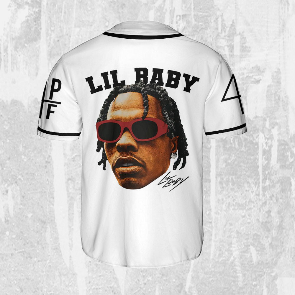 Personalize Retro Lil Baby White Jersey, Lil Baby Baseball Jersey, Lil Baby Rap Jersey Shirt - lylyprint.com