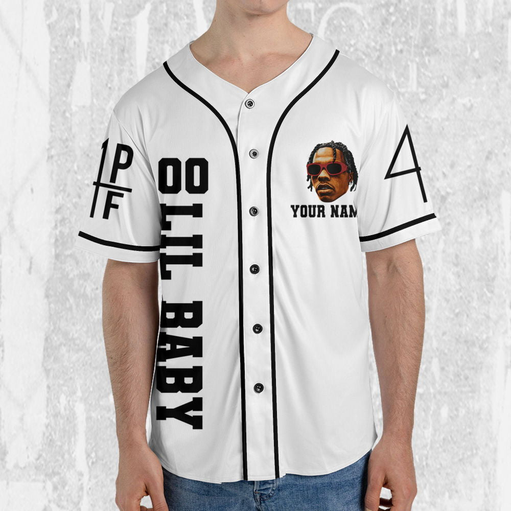 Personalize Retro Lil Baby White Jersey, Lil Baby Baseball Jersey, Lil Baby Rap Jersey Shirt - lylyprint.com