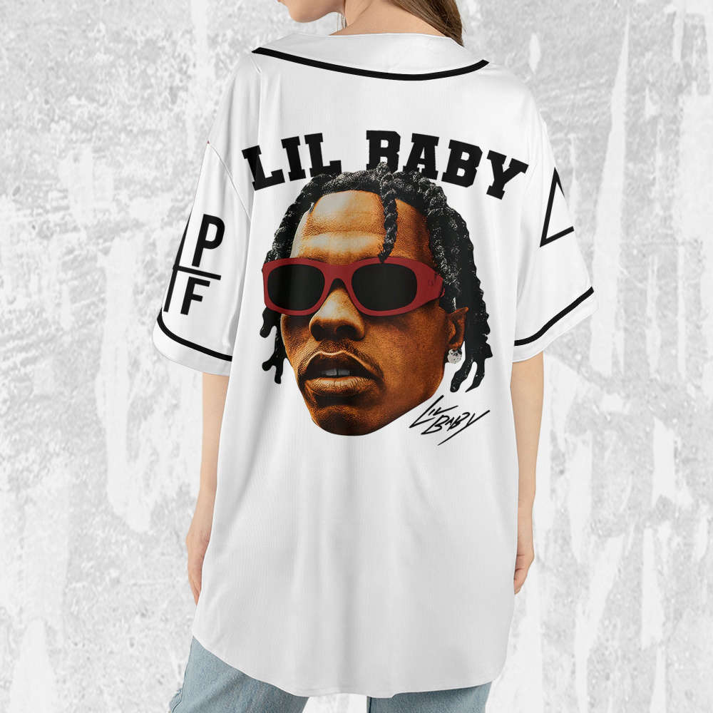 Personalize Retro Lil Baby White Jersey, Lil Baby Baseball Jersey, Lil Baby Rap Jersey Shirt - lylyprint.com