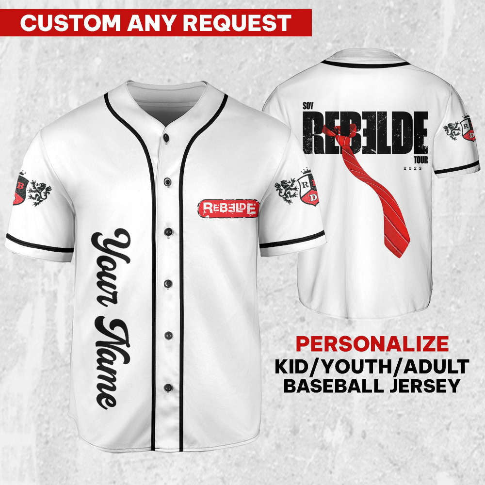 Personalize Soy Rebelde Tour White Color Jersey, RBD Baseball Jersey, Soy Rebelde Baseball Jersey,RBD Tour Shirt,Rbd Concert 2023 - Aopprinter
