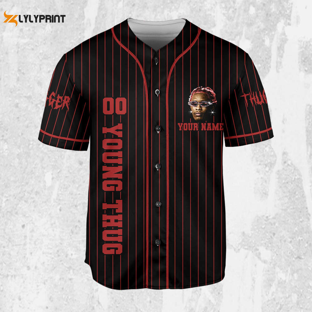 Personalize Young Thug Black And Red Jersey, Young Thug Baseball Jersey - lylyprint.com