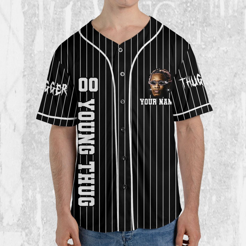 Personalize Young Thug Black And White Jersey, Young Thug Baseball Jersey - lylyprint.com