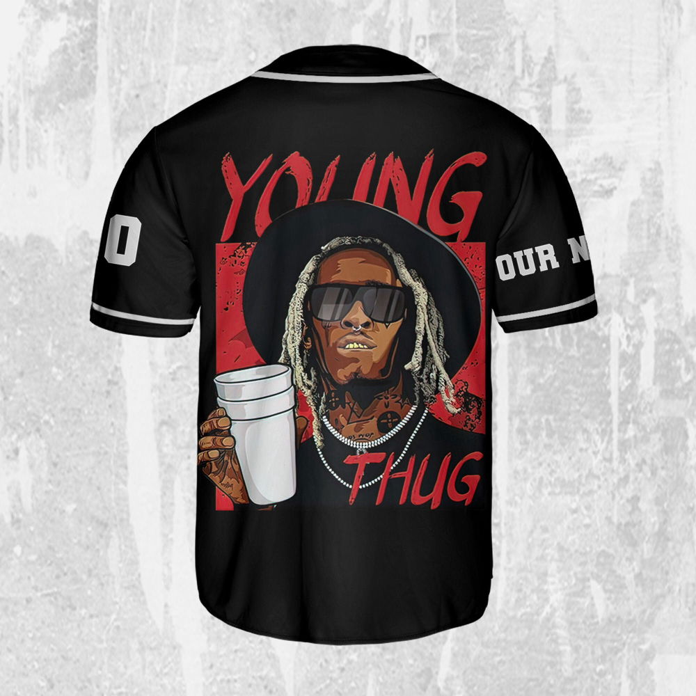 Personalize Young Thug Cool Black And Red Jersey, Young Thug Baseball Jersey - lylyprint.com