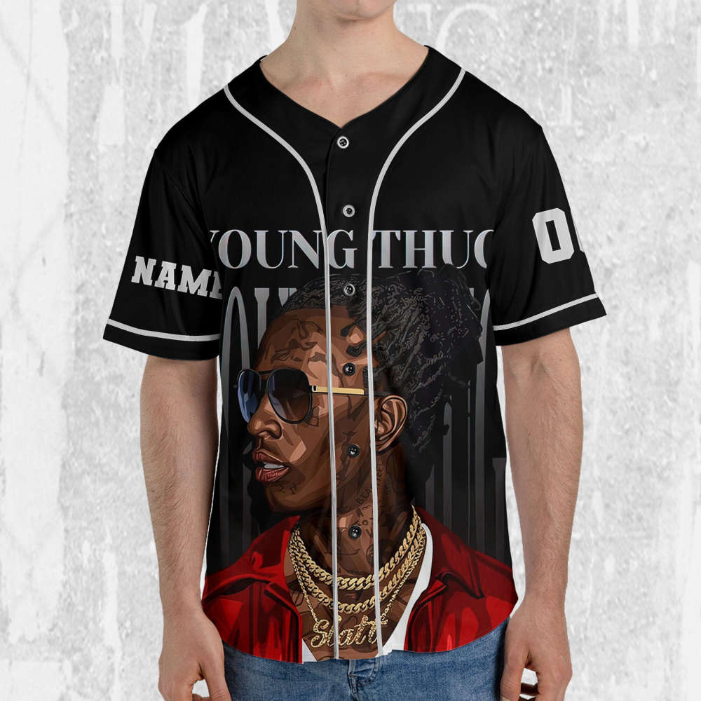Personalize Young Thug Cool Black And Red Jersey, Young Thug Baseball Jersey - lylyprint.com