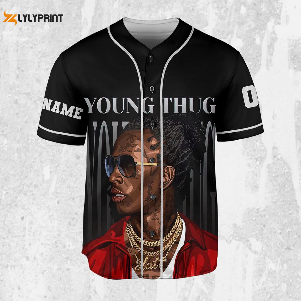 Personalize Young Thug Cool Black And Red Jersey, Young Thug Baseball Jersey - lylyprint.com