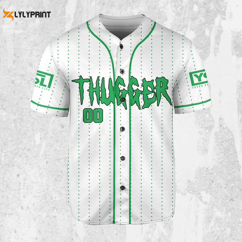 Personalize Young Thug Thugger Green Jersey, Young Thug Baseball Jersey - lylyprint.com