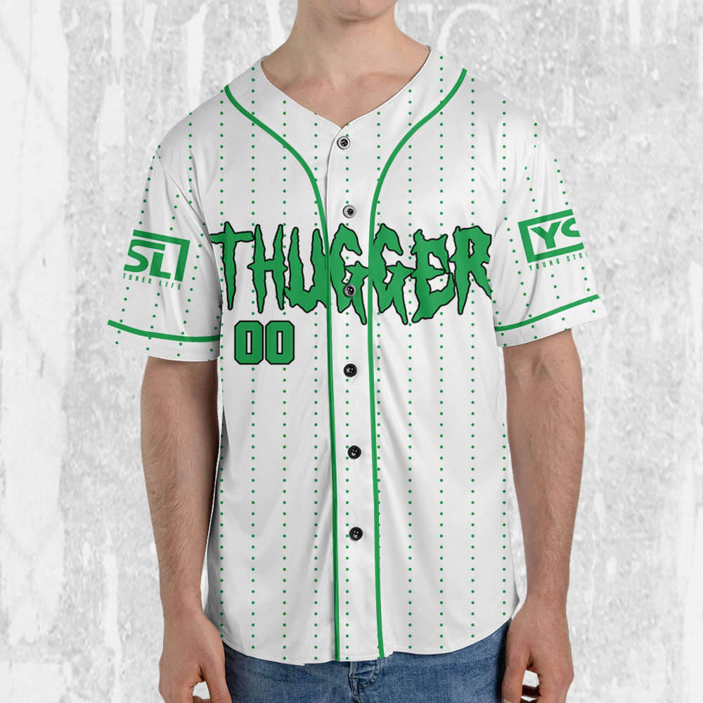 Personalize Young Thug Thugger Green Jersey, Young Thug Baseball Jersey - lylyprint.com