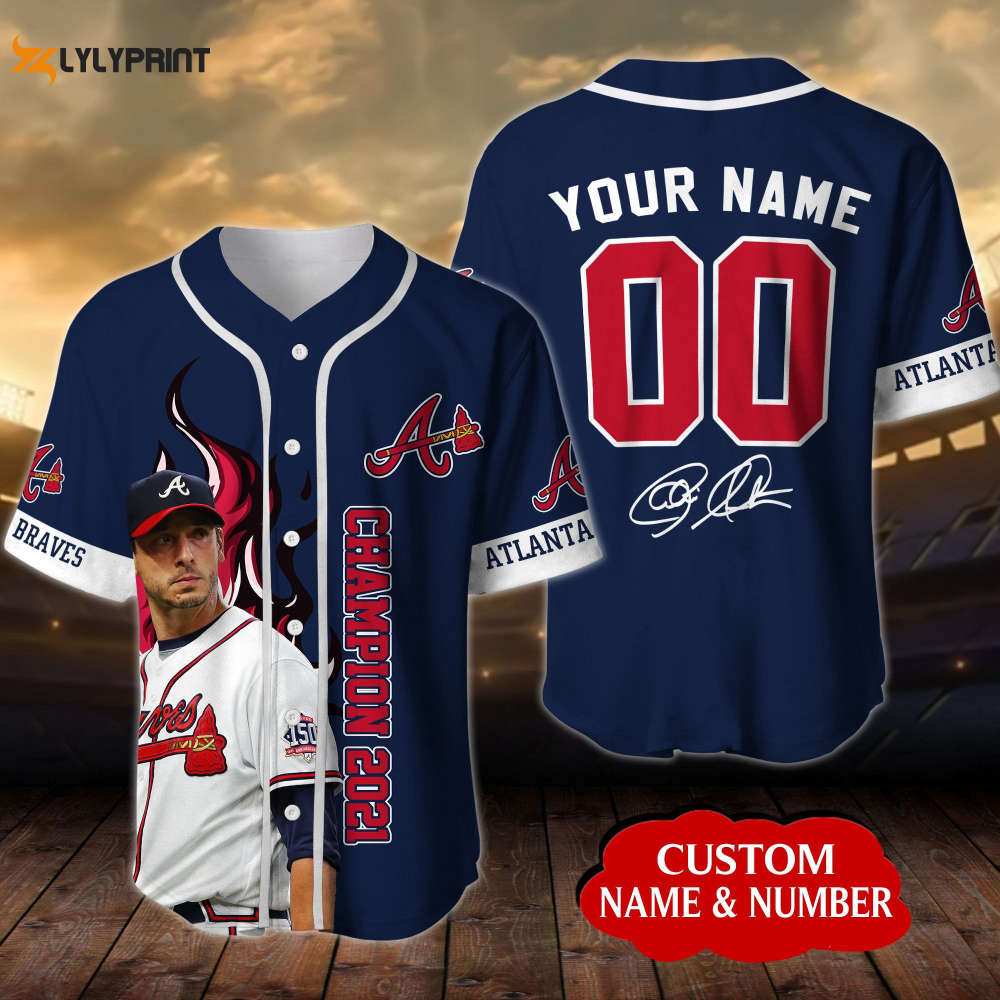 Personalized Atlanta Braves Championship 2021 All Over Print 3D Baseball Jersey - Navy - lylyprint.com