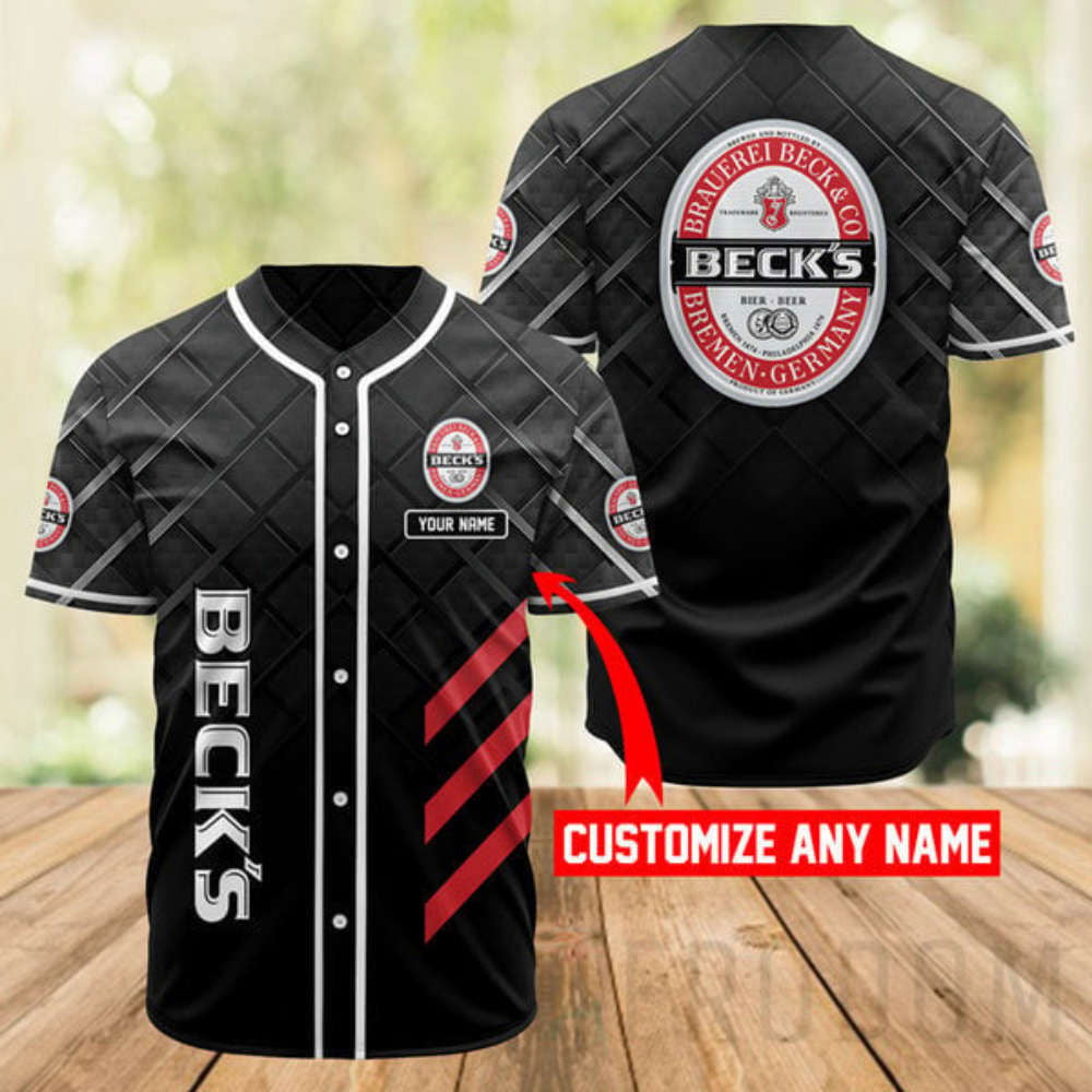 Personalized Black Beck's Beer Baseball Jersey - Aopprinter