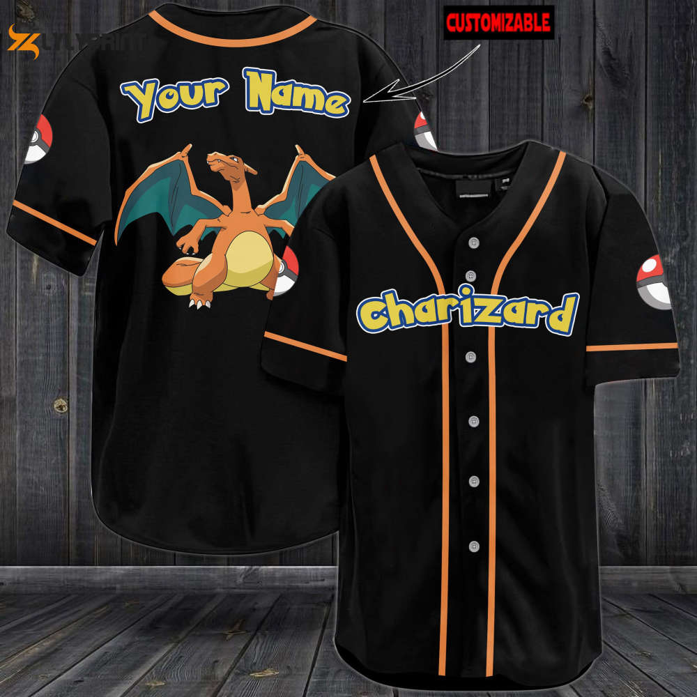 Personalized Charizard Baseball Jersey - lylyprint.com