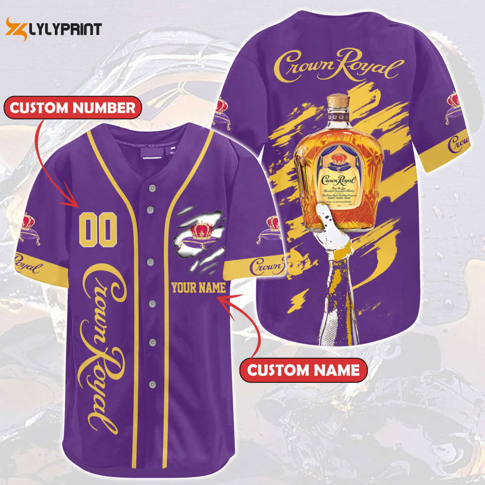 Personalized Crown Royal All Over Print Unisex Baseball Jersey Yellow - lylyprint.com