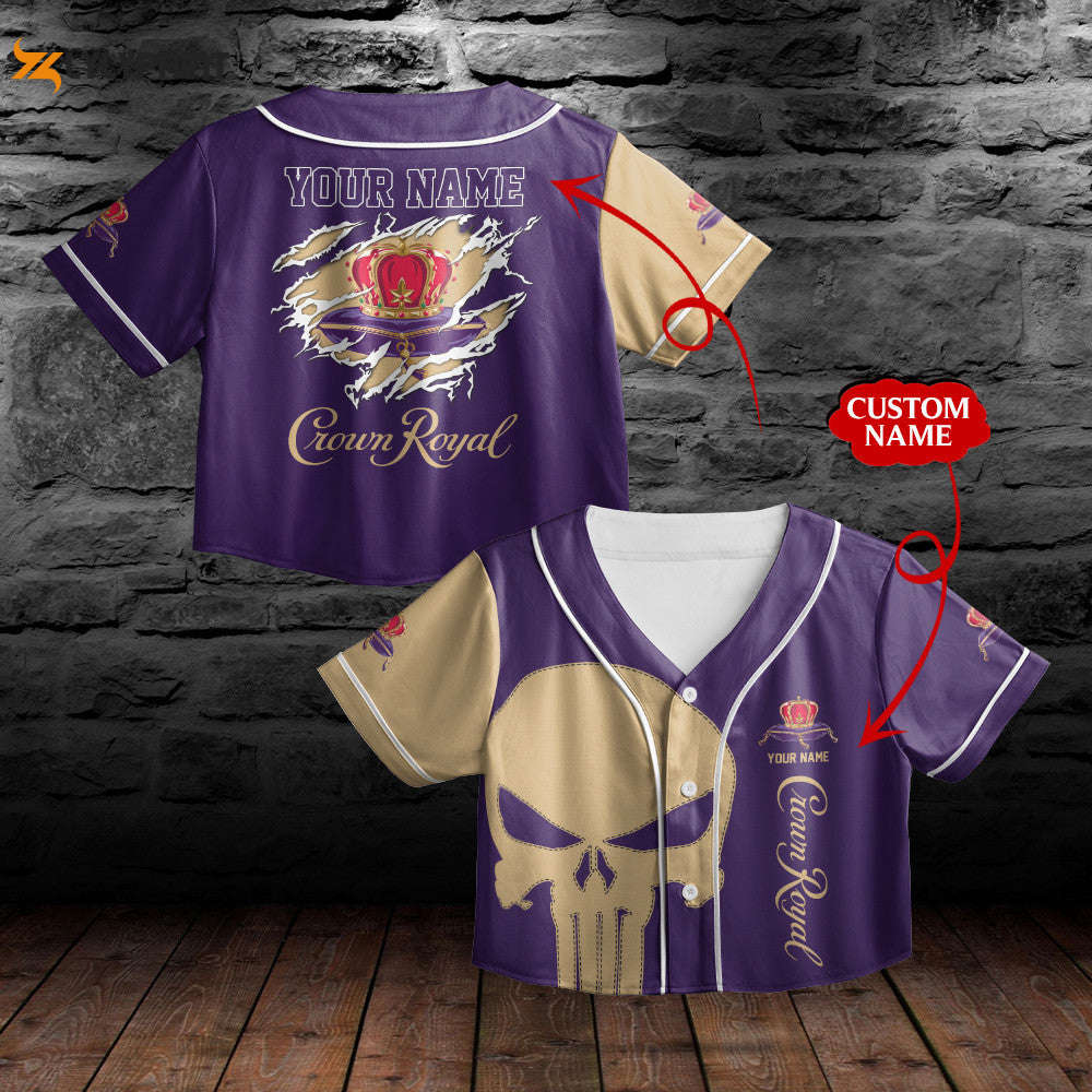 Personalized Crown Royal Canadian Whisky All Over Print Crop-top Baseball Jersey - lylyprint.com