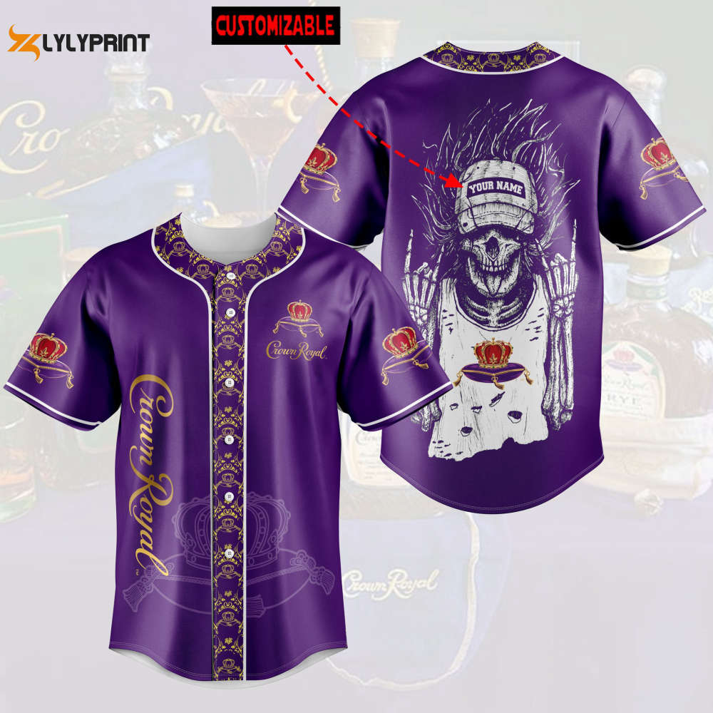 Personalized Crown Royal Swag Skeleton All Over Print 3D Unisex Baseball Jersey - lylyprint.com