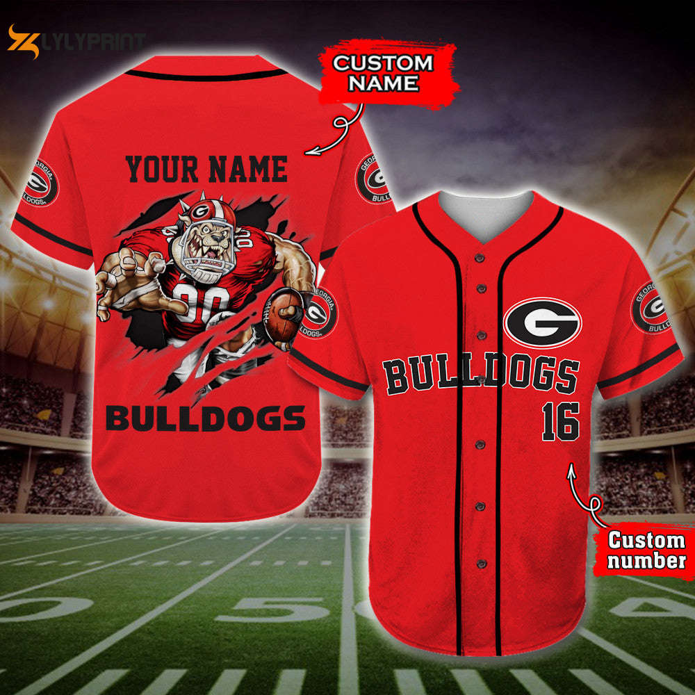 Personalized Georgia Bulldogs Player All Over Print 3D Baseball Jersey - lylyprint.com