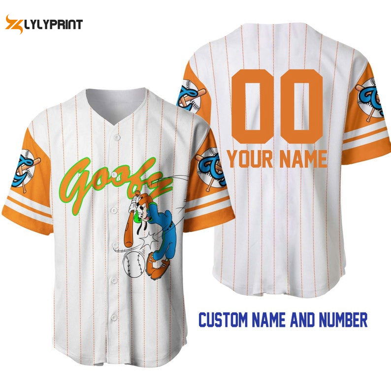 Personalized Goofy Dog All Over Print Pinstripe Baseball Jersey - lylyprint.com