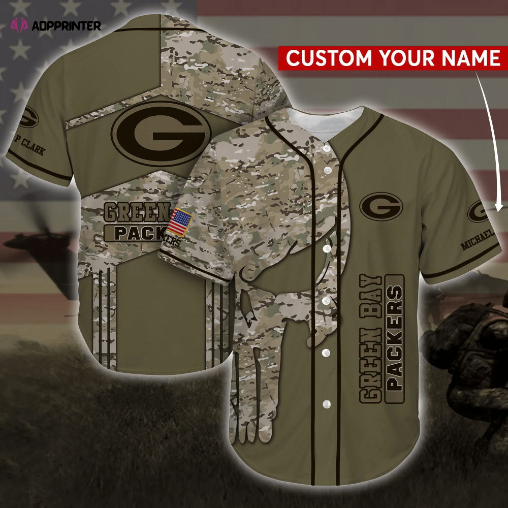Personalized Green Bay Packers Army Baseball Jersey Shirt - Aopprinter