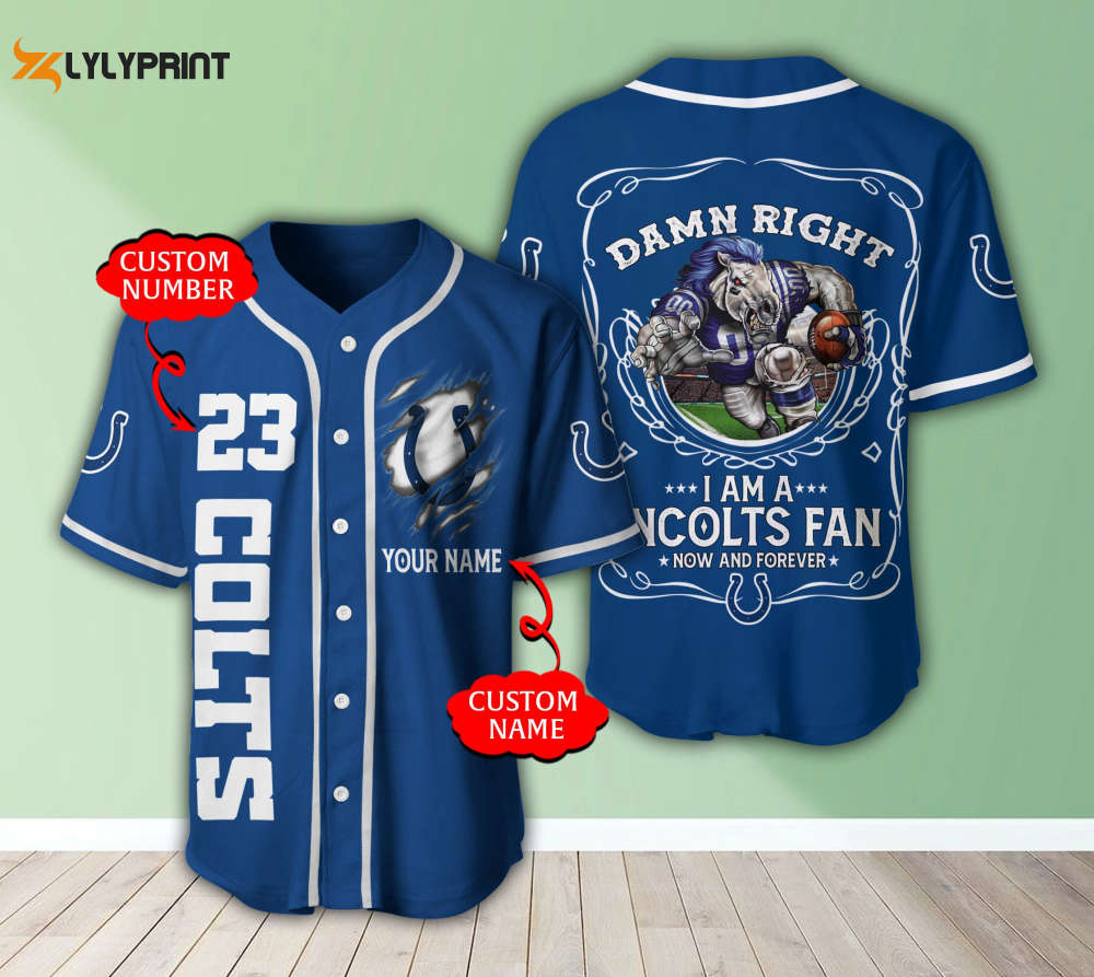 Personalized I Am A Indianapolis Colts Fan Now And Forever All Over Print 3D Baseball Jersey - Navy - lylyprint.com