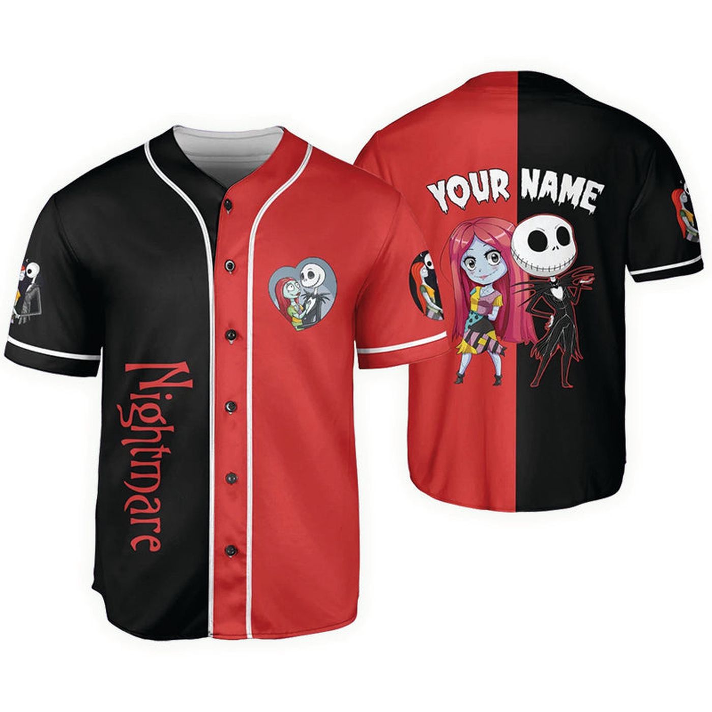 Personalized Jack And Sally Nightmare Baseball Jersey - Gift for Men Women - Gift for Men Women - lylyprint.com